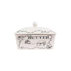 3R Studios 4 Oz. White And Black Stoneware Butter Dish With Lid