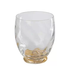 Abigails Elisa Red Wine Stemless Glass, Clear With Gold