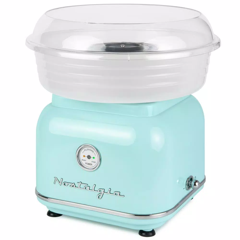 Nostalgia Retro Aqua Electric Cotton Candy Maker With 2-Reusable Cotton Candy Cones