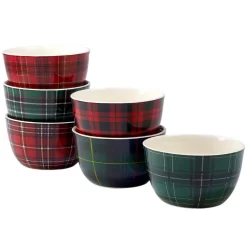Certified International Christmas Plaid 5.5 In. Ice Cream Bowl (Set Of 6)