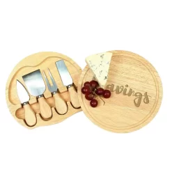 Cathy’s Concepts “Cravings” 8 In. Wood Gourmet 5-Piece Cheese Board Set