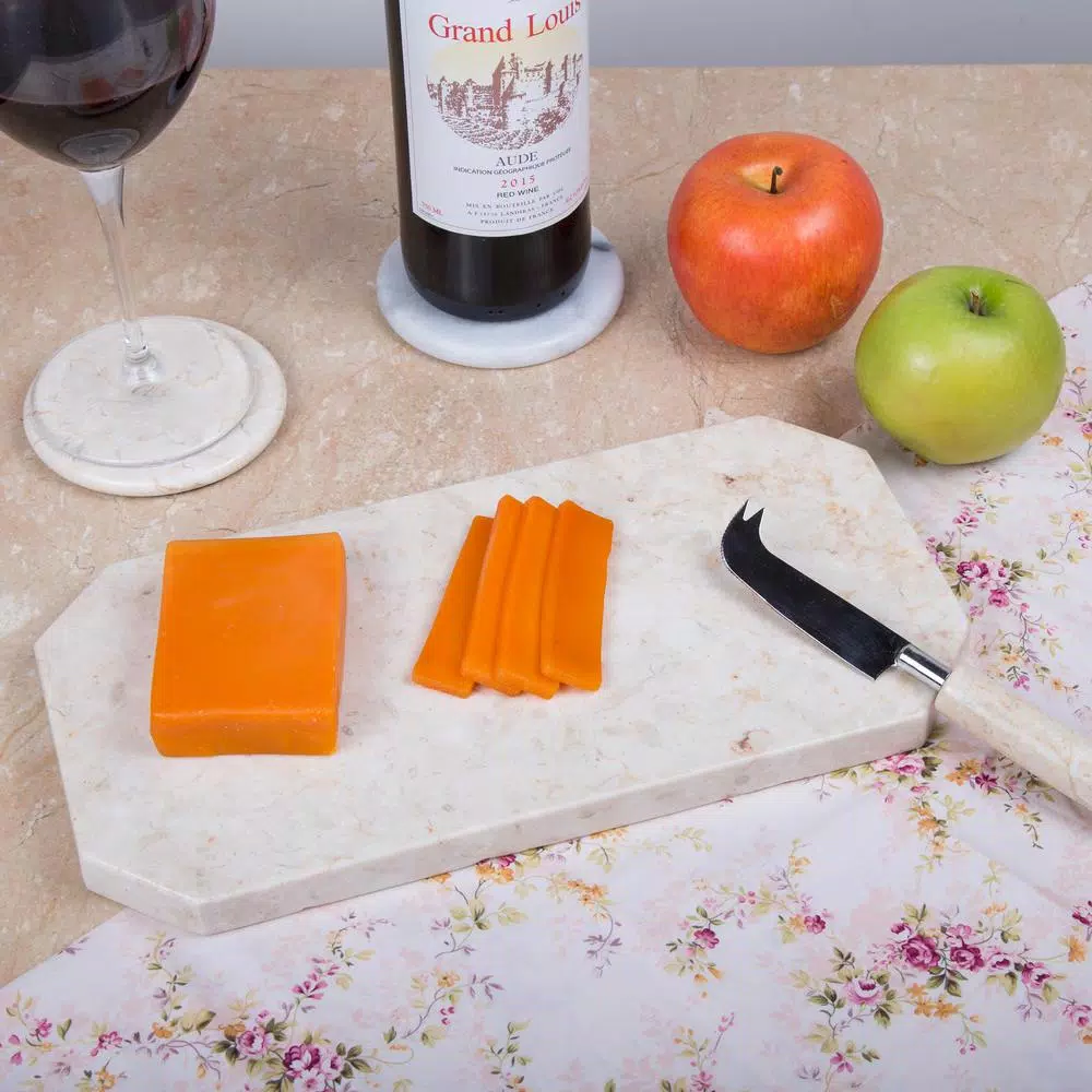 Creative Home 12 In. X 6 In. Natural Champagne Marble Octagonal Cheese Board - Image 4