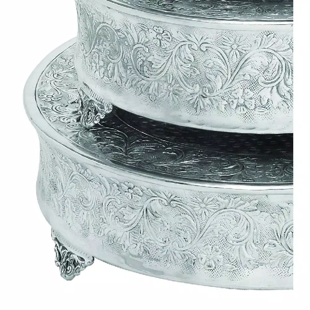 Benzara Silver Aluminum Cake Stand - Image 5