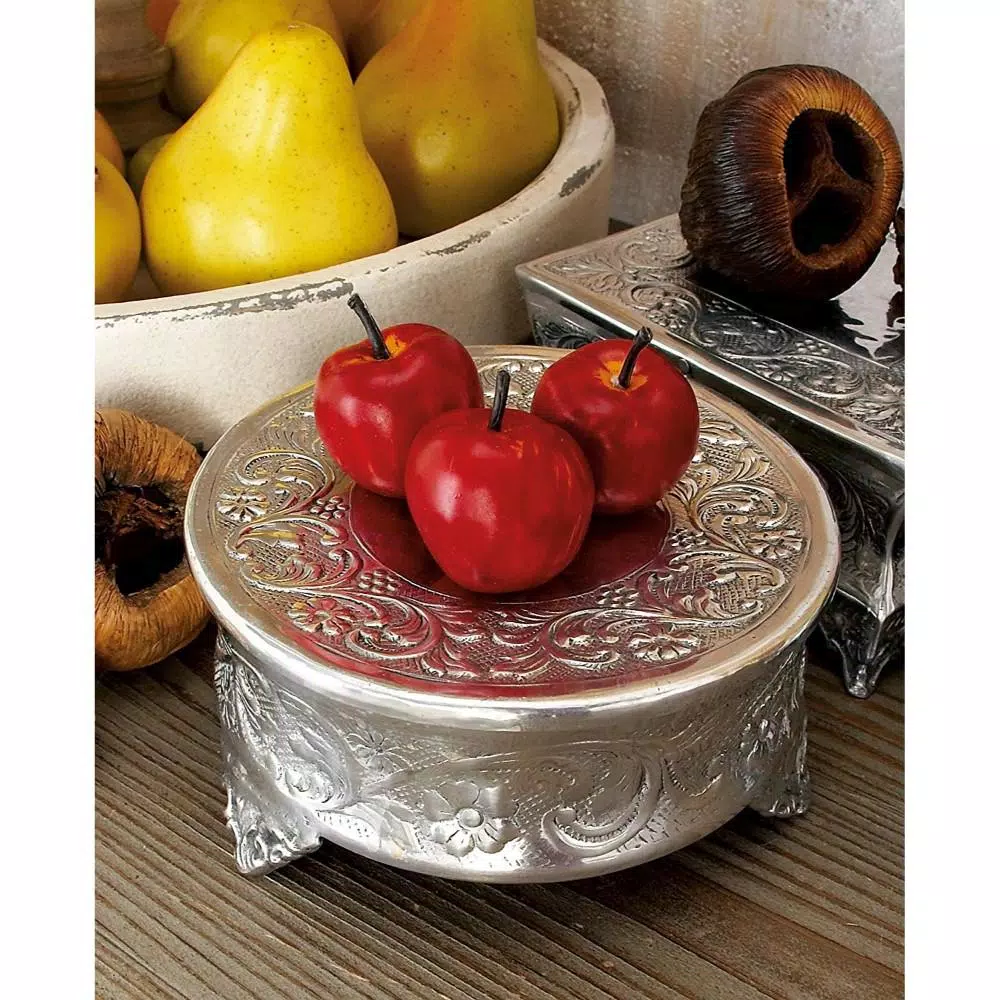 Benzara Silver Aluminum Cake Stand - Image 3
