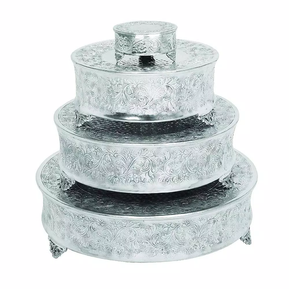 Benzara Silver Aluminum Cake Stand