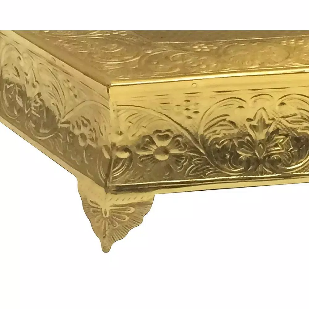 Benzara Hexagonal 16 In. Gold Metal Wedding Cake Stand - Image 4