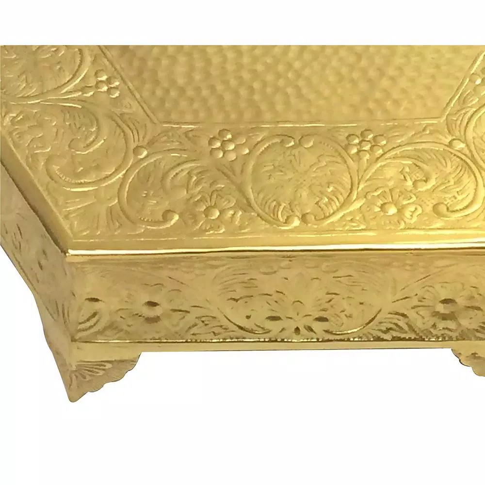 Benzara Hexagonal 16 In. Gold Metal Wedding Cake Stand - Image 5