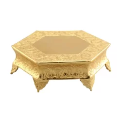 Benzara Hexagonal 16 In. Gold Metal Wedding Cake Stand