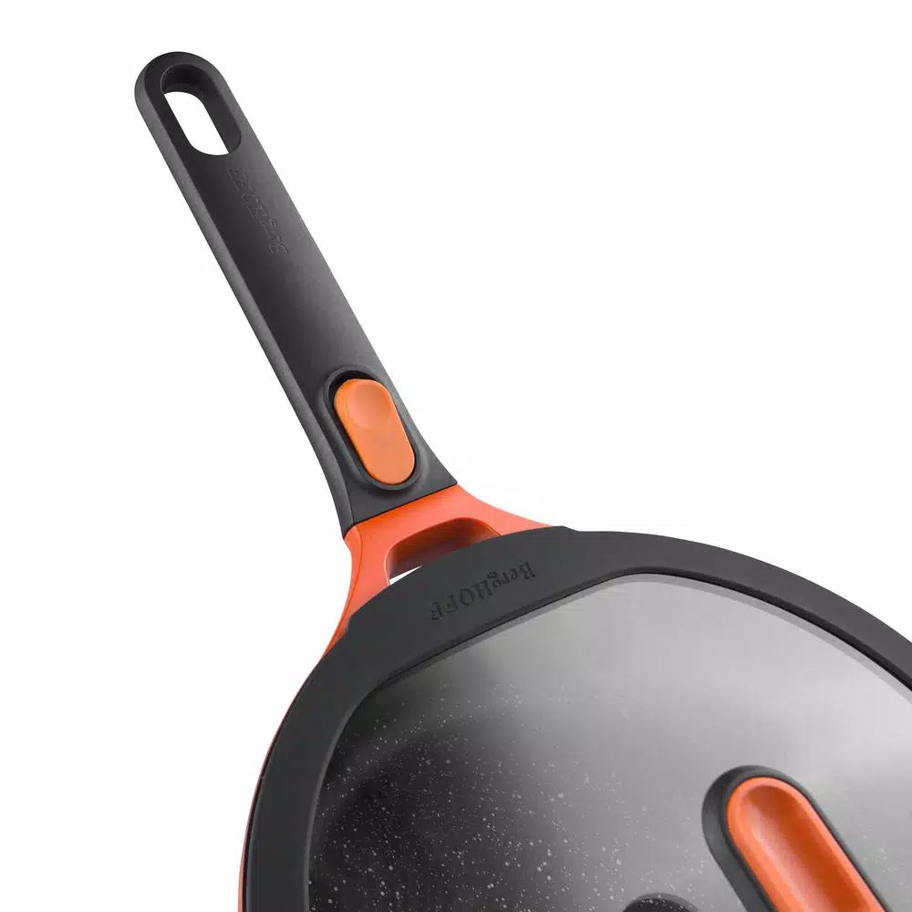 BergHOFF GEM Stay Cool 3.5 Qt. Cast Aluminum Nonstick Saute Pan In Orange With Glass Lid - Image 4