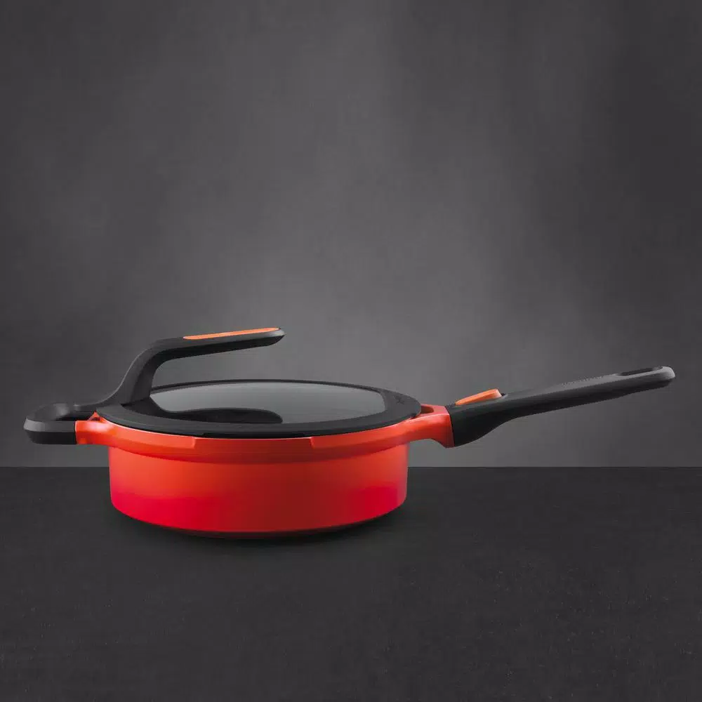 BergHOFF GEM Stay Cool 3.5 Qt. Cast Aluminum Nonstick Saute Pan In Orange With Glass Lid - Image 5