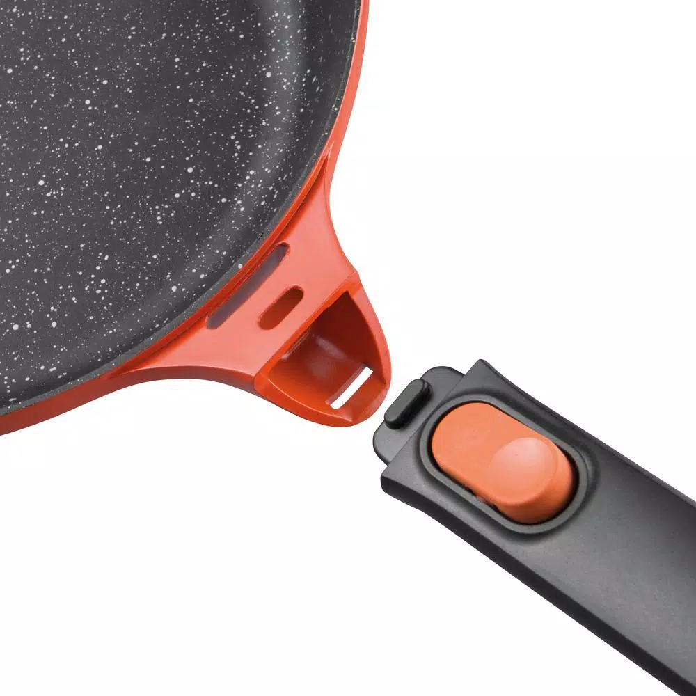 BergHOFF GEM Stay Cool 3.5 Qt. Cast Aluminum Nonstick Saute Pan In Orange With Glass Lid - Image 2