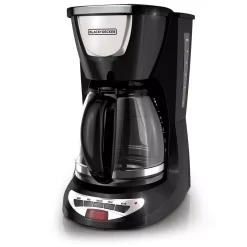 BLACK+DECKER 12-Cup Programmable Black Drip Coffee Maker With Glass Carafe, Built-In Timer And Automatic Shut-Off