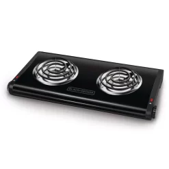 BLACK+DECKER 2-Burner 12 In. Black Hot Plate With Temperature Controls
