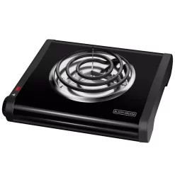BLACK+DECKER 6 In. Single Burner Black With Temperature Control Hot Plate