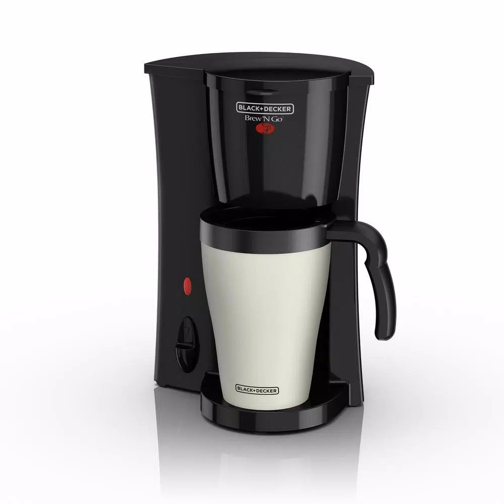 BLACK+DECKER Brew’n Go Black Single Serve Coffee Maker With Travel Mug