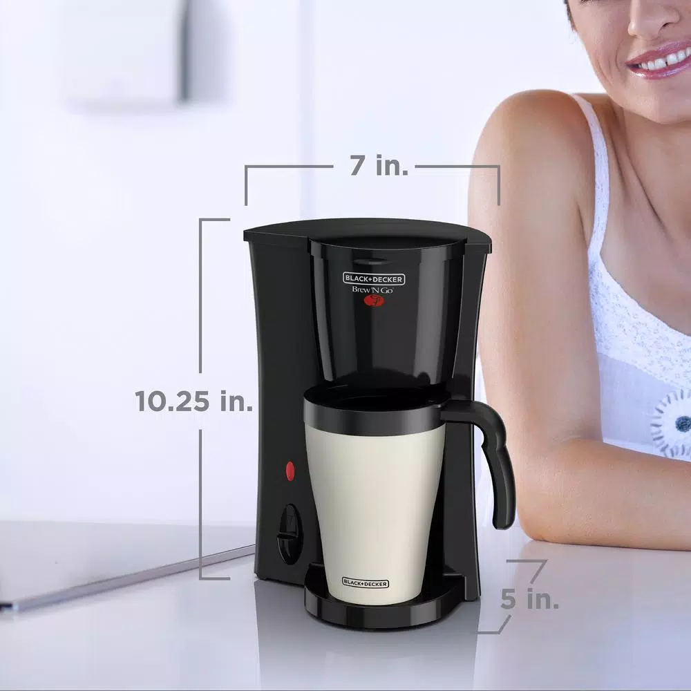 BLACK+DECKER Brew’n Go Black Single Serve Coffee Maker With Travel Mug - Image 7