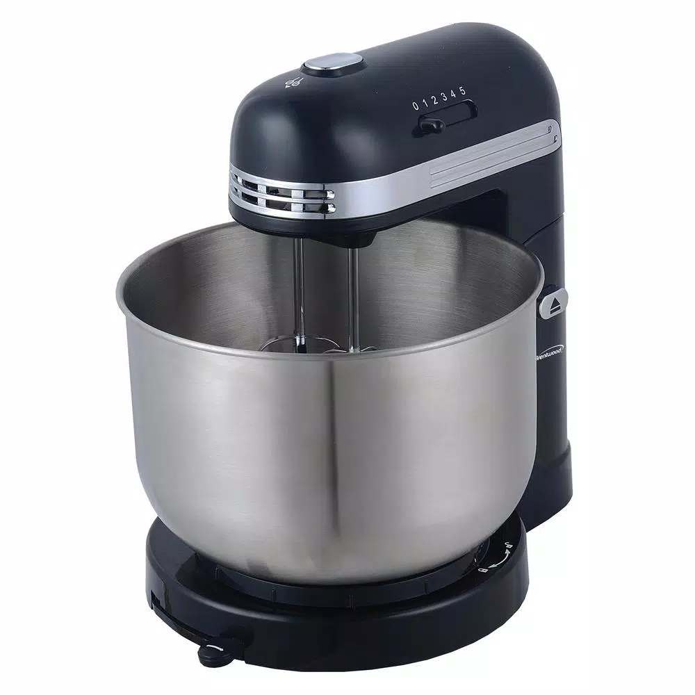 Brentwood Appliances 3 Qt. 5-Speed Black With Stainless Steel Mixing Bowl Stand Mixer - Image 3