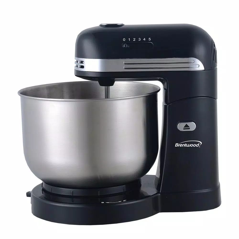 Brentwood Appliances 3 Qt. 5-Speed Black With Stainless Steel Mixing Bowl Stand Mixer - Image 2