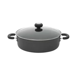 Circulon Classic 4 Qt. Round Hard-Anodized Aluminum Nonstick Casserole Dish In Black With Glass Lid