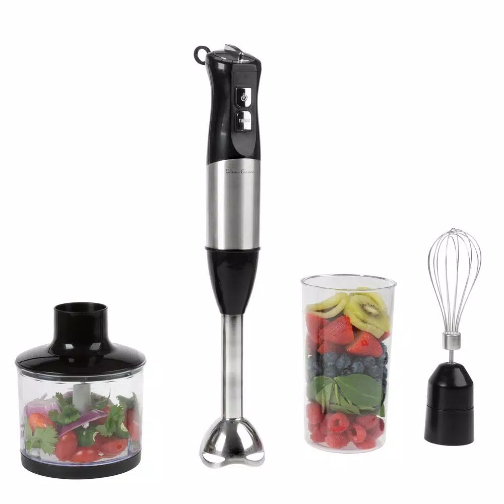 Classic Cuisine 6-Speed 4-in-1 Black Immersion Blender With Chopper And Whisk Attachment - Image 3