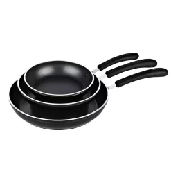Cook N Home 3-Piece Hard-Anodized Aluminum Nonstick Frying Pan Set In Black