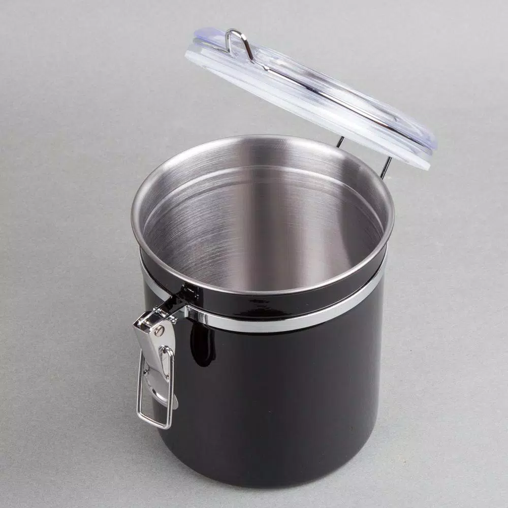 Creative Home Set Of 4-Pieces Black Stainless Steel Canister Storage Container With Air Tight Lid And Locking Clamp - Image 4