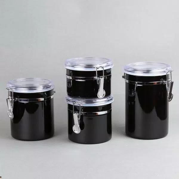 Creative Home Set Of 4-Pieces Black Stainless Steel Canister Storage Container With Air Tight Lid And Locking Clamp - Image 6