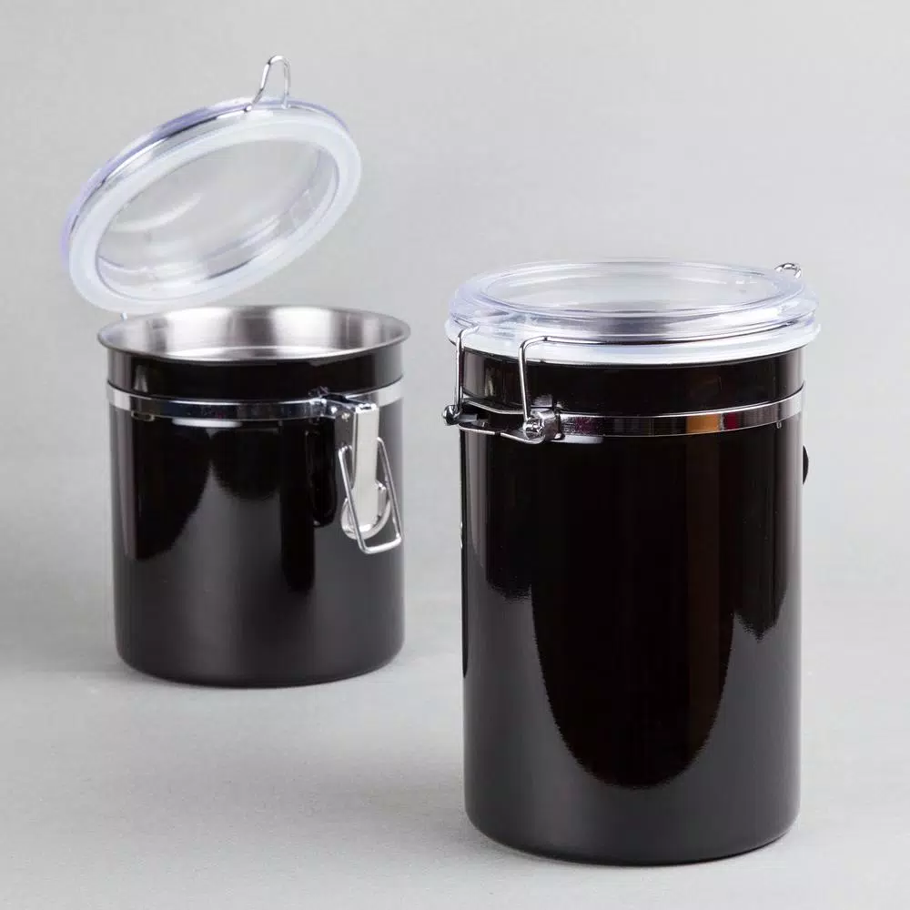 Creative Home Set Of 4-Pieces Black Stainless Steel Canister Storage Container With Air Tight Lid And Locking Clamp - Image 3