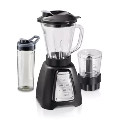 Hamilton Beach Multiblend 52 Oz. 6-Speed Black Countertop Blender With Glass Jar And Travel Jar And Food Chopper