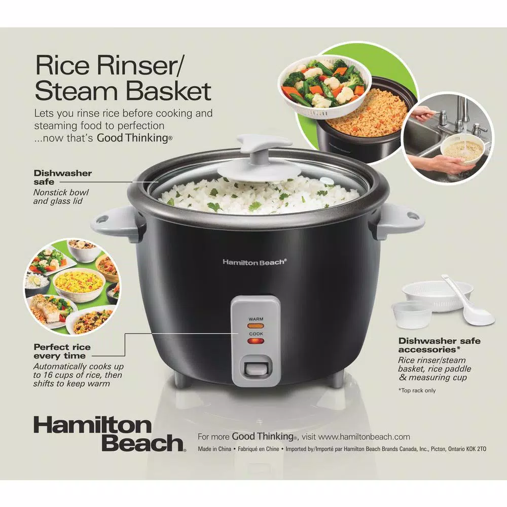 Hamilton Beach 16-Cup Black Rice Cooker - Image 4