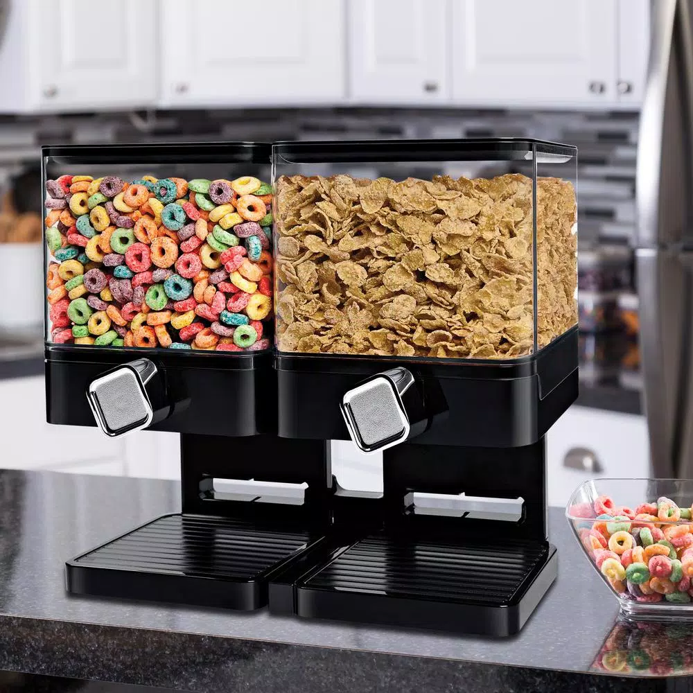 Honey-Can-Do Double Cereal Dispenser With Portion Control, Black - Image 3