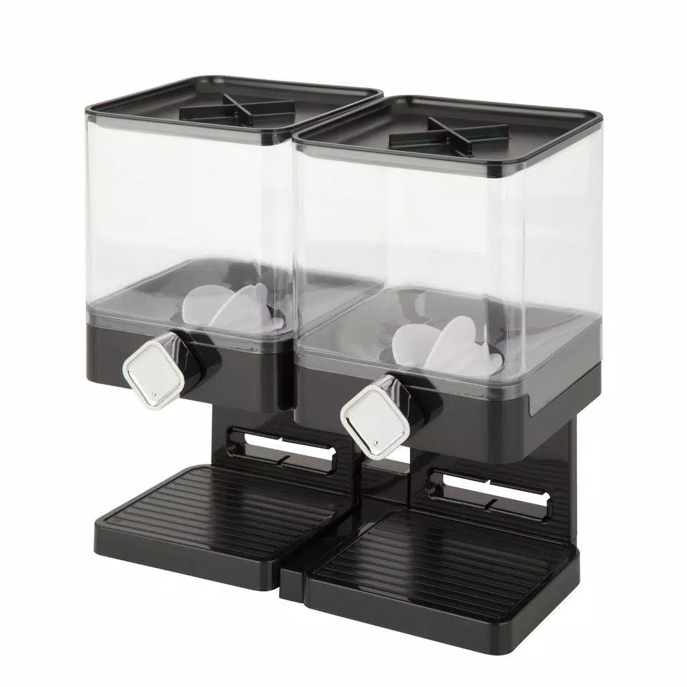 Honey-Can-Do Double Cereal Dispenser With Portion Control, Black
