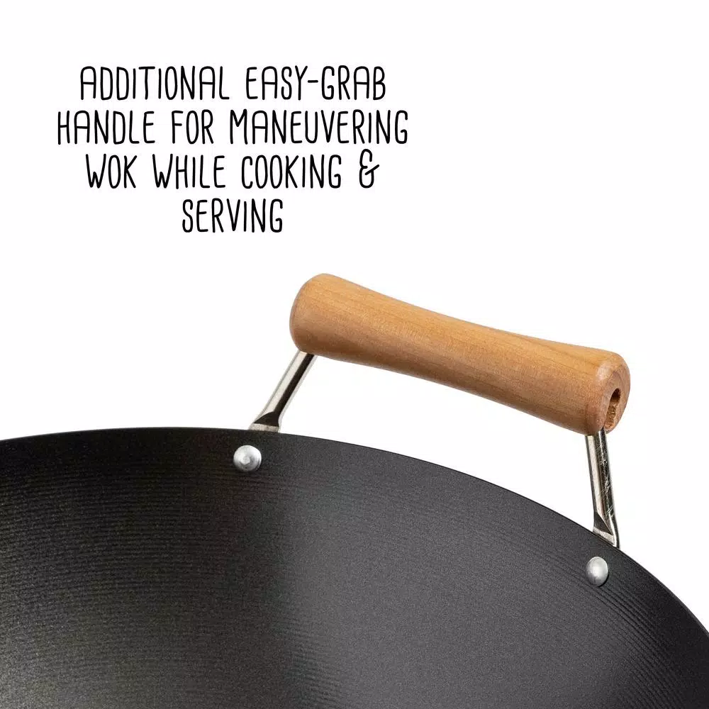 Honey-Can-Do Joyce Chen 4-Piece Wok Set With Black Carbon Steel Non-Stick Wok, High Dome Lid, 12″ Bamboo Spatula, And Recipe Booklet - Image 8