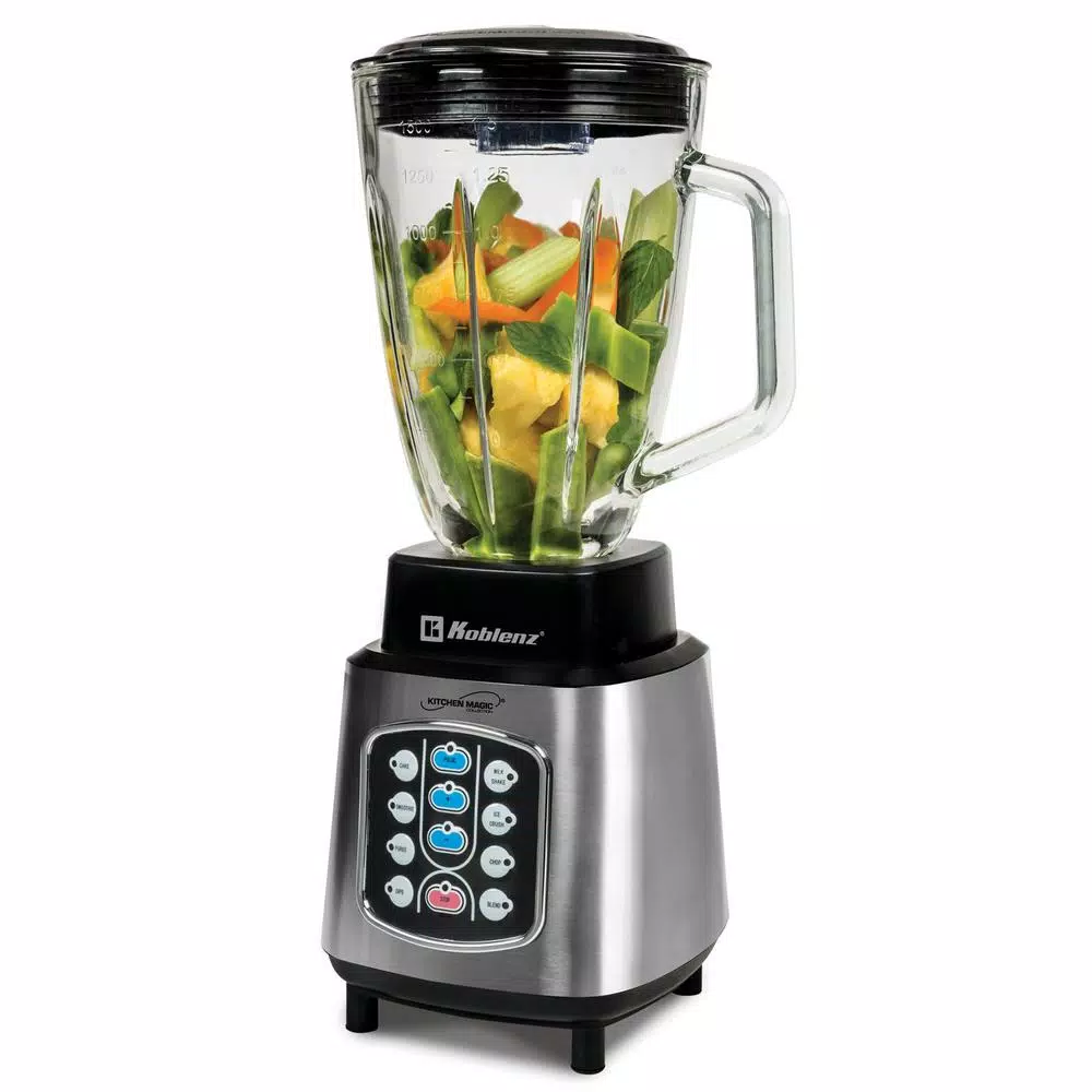 Koblenz Kitchen Magic Collection 50 Oz. 10-Speed Blending Programs Black Glass Jar Blender - Image 4