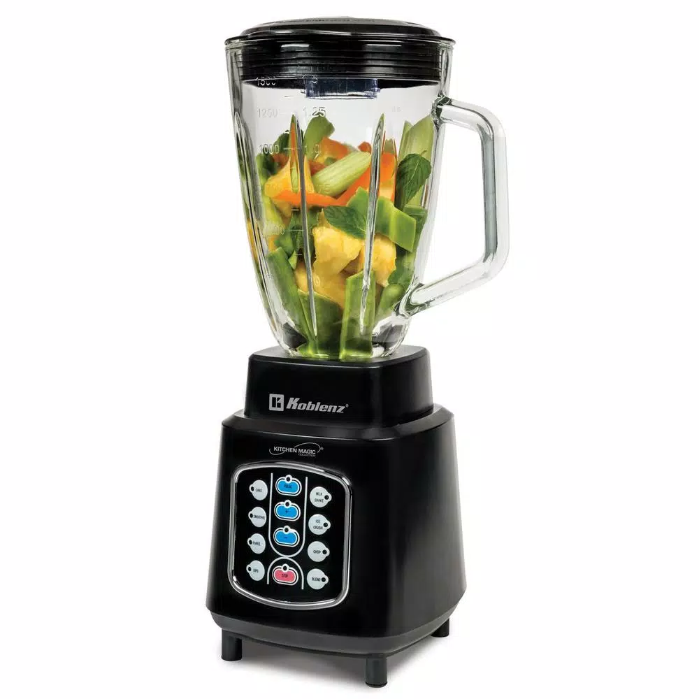 Koblenz Kitchen Magic Collection 50 Oz. 10-Speed Blending Programs Black Glass-Jar Blender - Image 4
