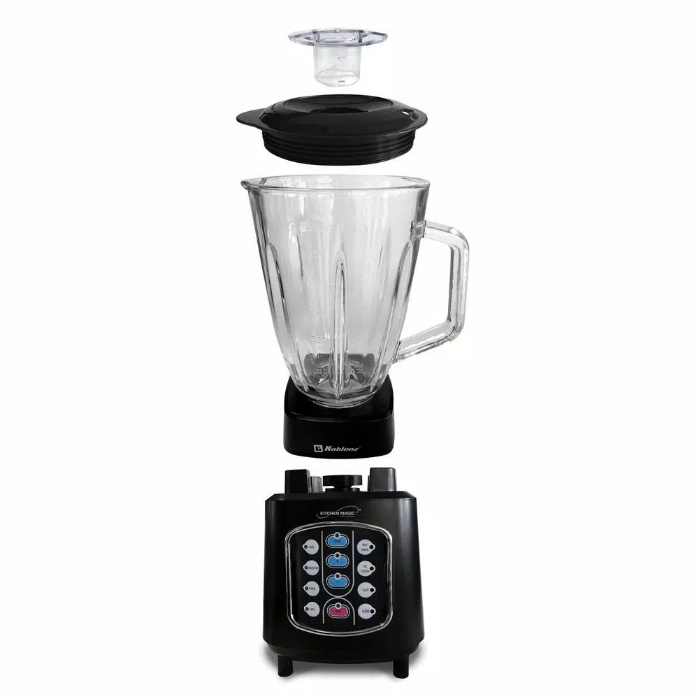 Koblenz Kitchen Magic Collection 50 Oz. 10-Speed Blending Programs Black Glass-Jar Blender
