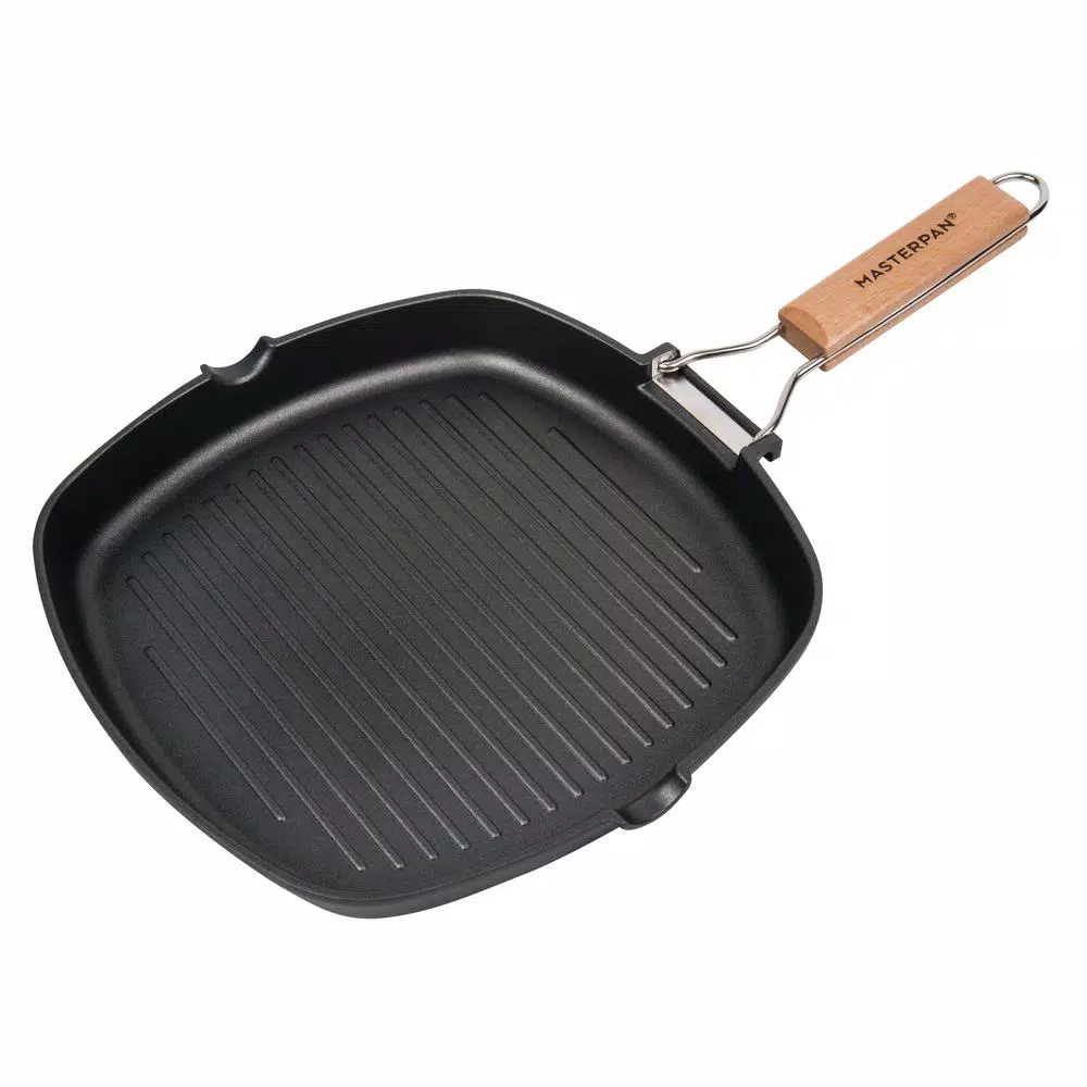 MasterPan 10 In. Cast Aluminum Nonstick Grill Pan In Black With Pour Spout