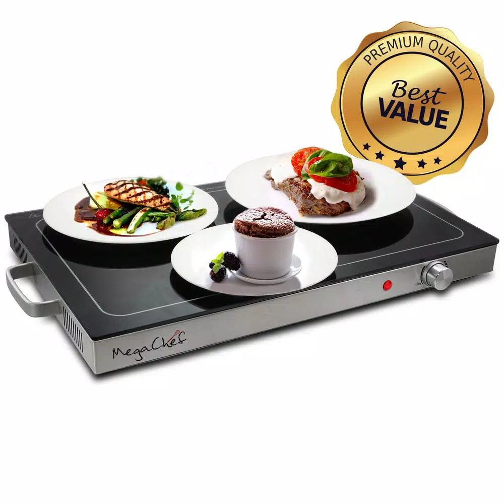 MegaChef Electric Black Warming Tray With Adjustable Temperature Controls - Image 2