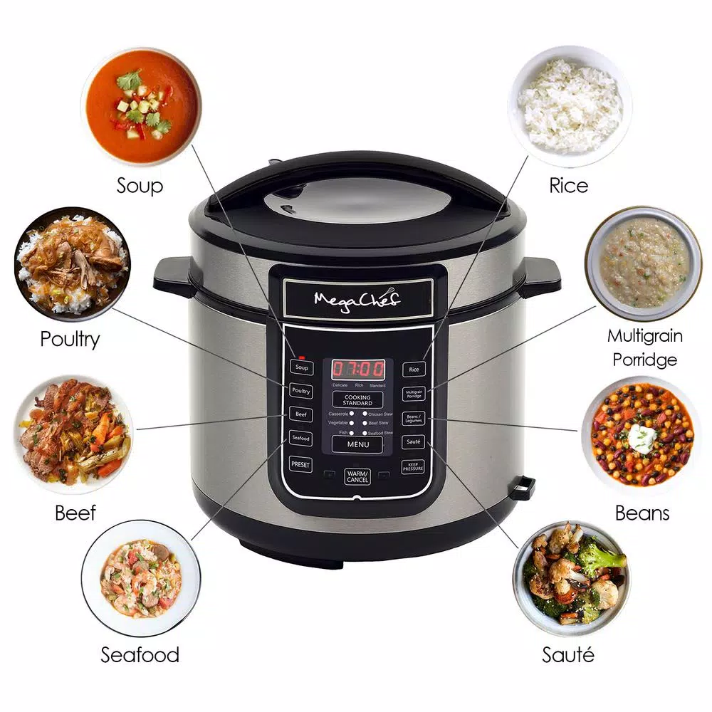 MegaChef 6 Qt. Black Electric Pressure Cooker With Built-In Timer - Image 4
