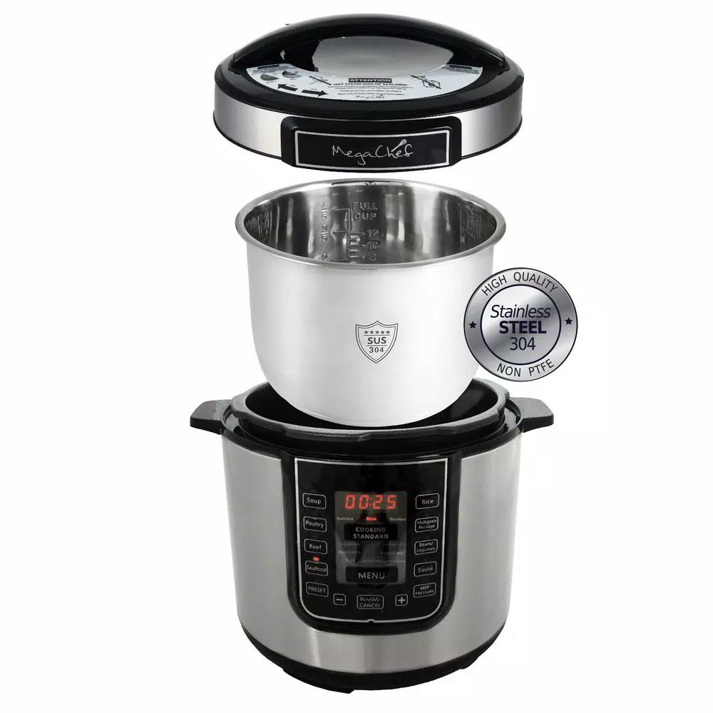 MegaChef 6 Qt. Black Electric Pressure Cooker With Built-In Timer - Image 3