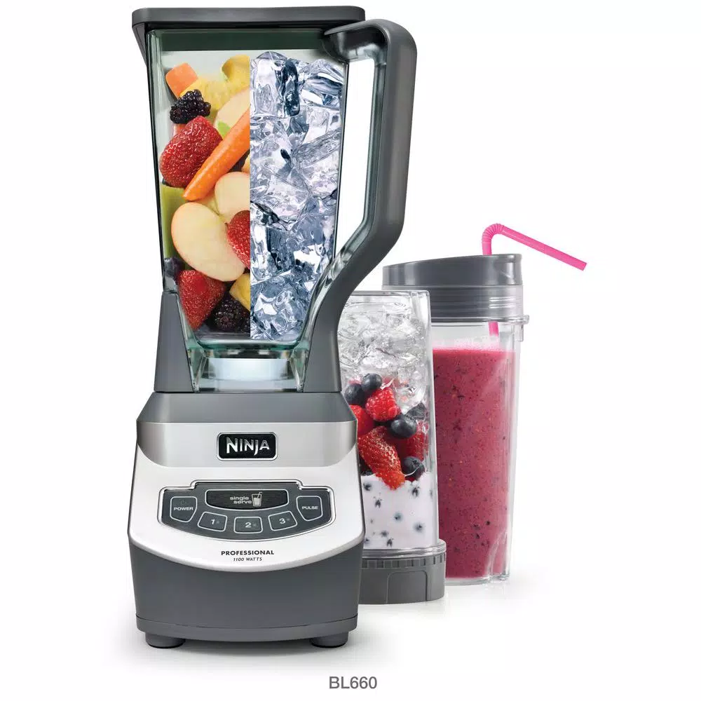 NINJA Nutri Ninja 72 Oz. 3-Speed Black Professional Blender With 2 Single Serve Cups - Image 2