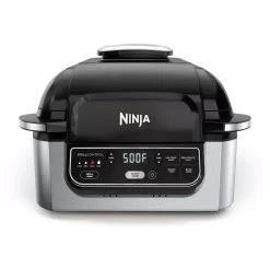 NINJA Foodi 5-in-1 Black Stainless Indoor Grill With 4 Qt. Air Fryer, Roast, Bake, Dehydrate And Cyclonic Grilling Technology
