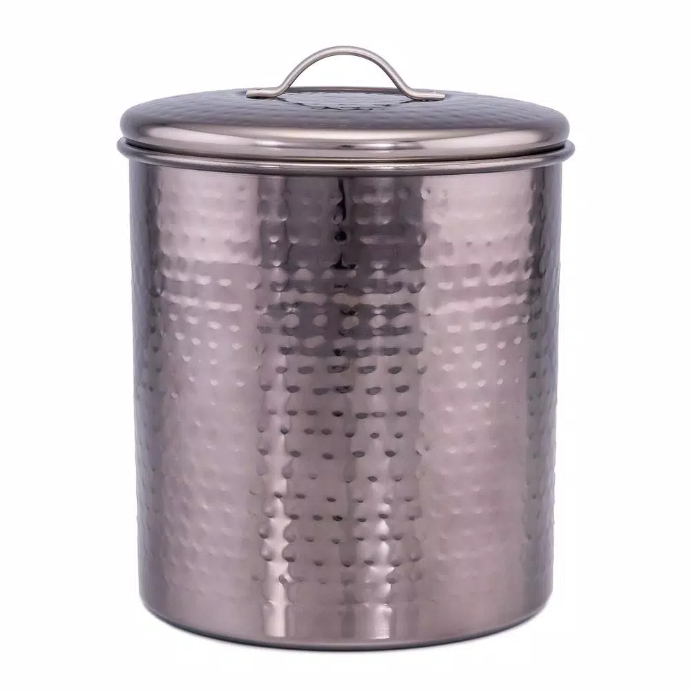 Old Dutch 4 Qt. “Black Pearl” Stainless Steel Hammered Storage Canister With Fresh Seal Cover
