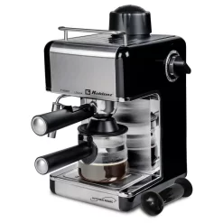 Koblenz Kitchen Magic Collection 4-Cup Black/Silver Espresso And Cappuccino Maker