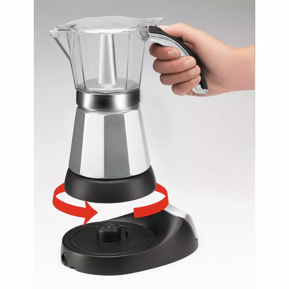 DeLonghi Italian Moka 6-Cup Black Stainless Steel Espresso Machine - Image 3