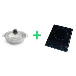 SPT 1300-Watts 7.5 In. Single Burner Induction Cooker (Black) With 3.5L Induction Ready Stainless Steel Pot W/ Glass Lid