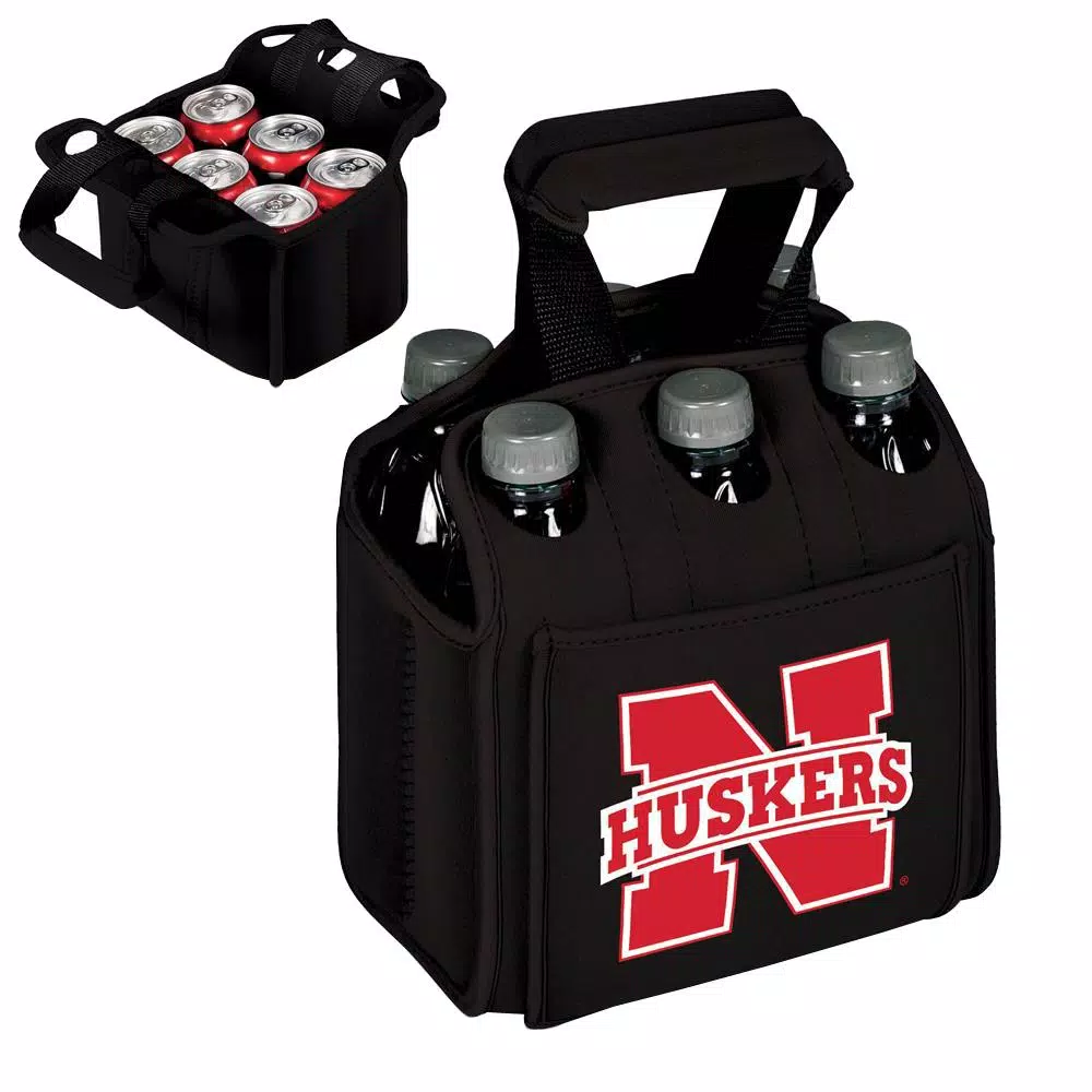 Picnic Time University Of Nebraska β Lincoln Cornhuskers 6-Bottles Black Beverage Carrier - Image 2