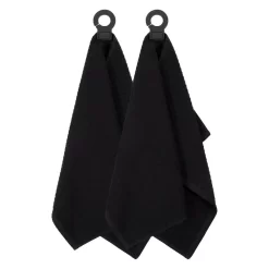 RITZ Hook And Hang Black Woven Cotton Kitchen Towel (Set Of 2)