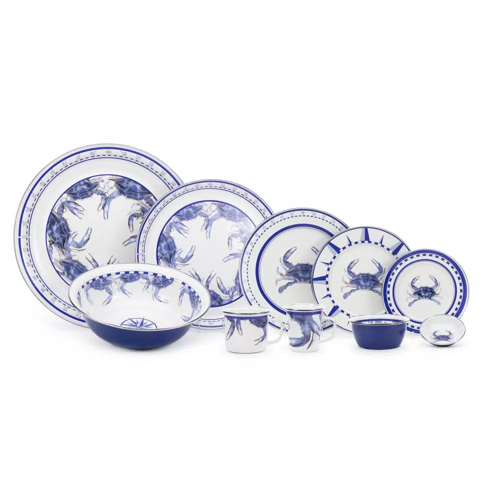 Golden Rabbit Blue Crab 20 In. Enamelware Serving Tray - Image 5
