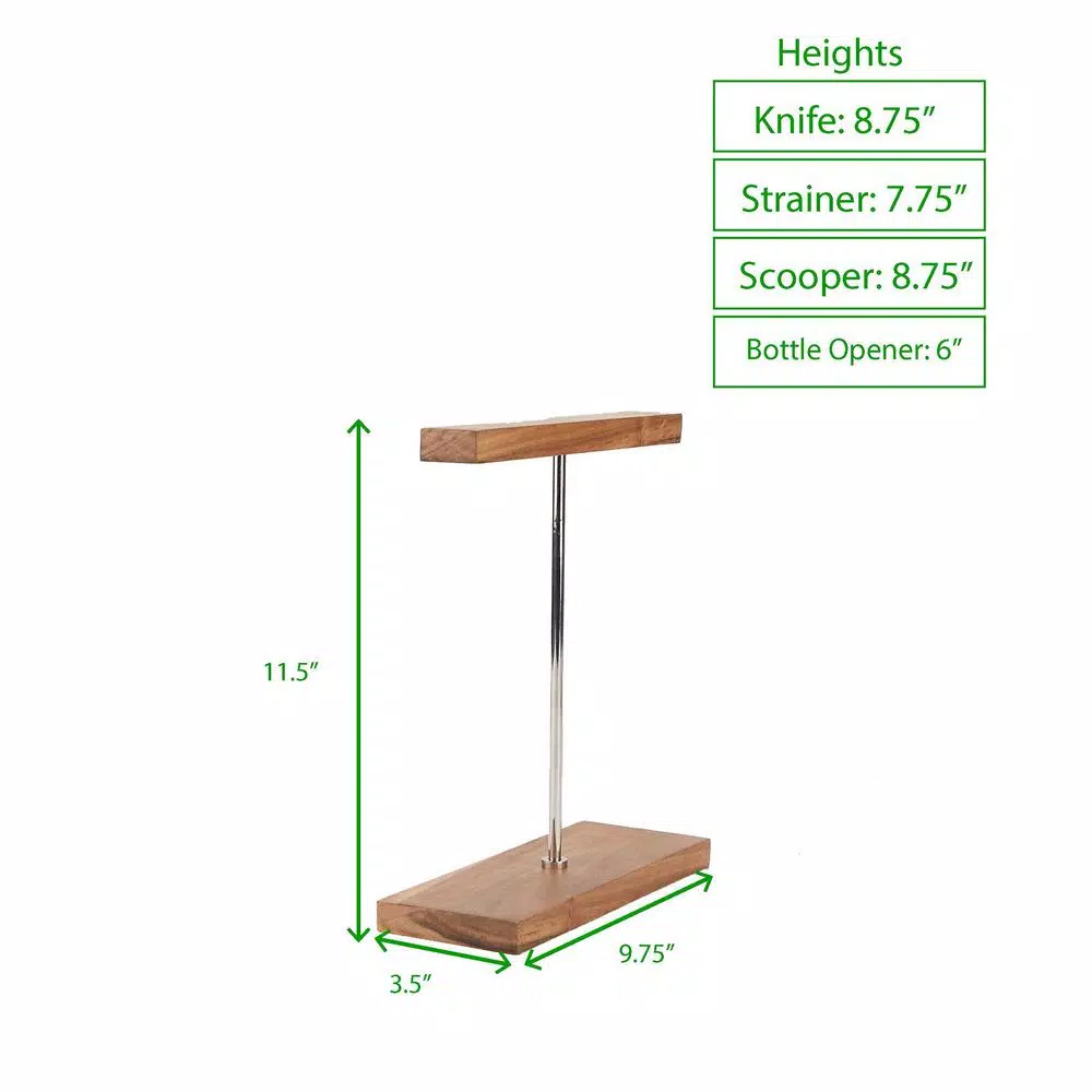 Mind Reader Galvanized Bar Set With Organizer Stand For Perfect Bartending Kit Silver 4-Piece Bar Set Stand - Image 7